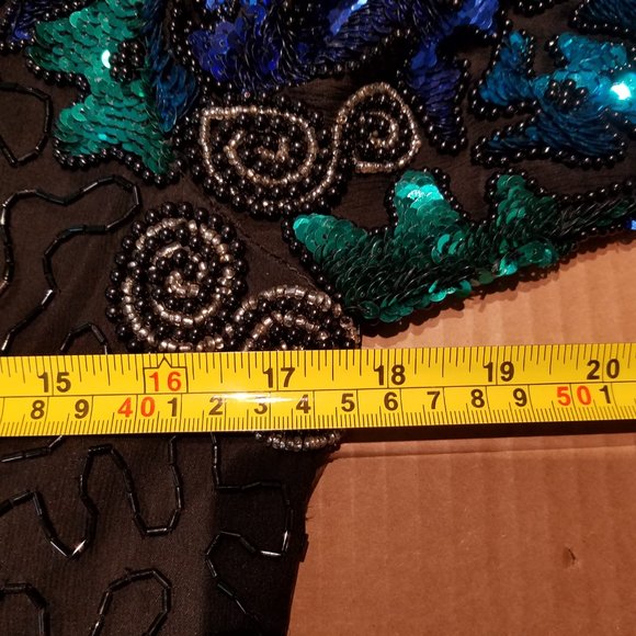 NWT Vintage Scala 100% Silk Beaded Cocktail Dress Gantos - Picture 9 of 13